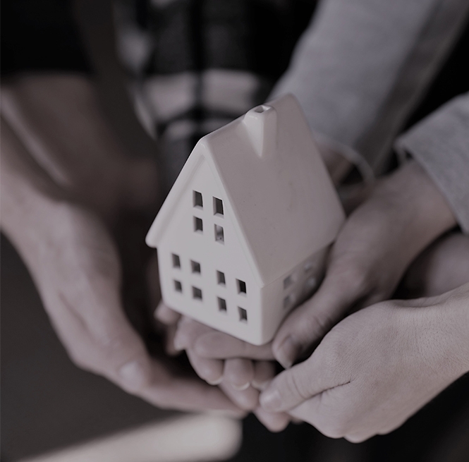 hands holding a miniature house